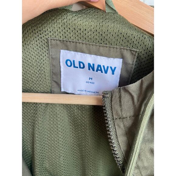 Old Navy Jacket Men's Medium Army Green Utliity Coat Zip Up Hooded - Picture 5 of 6
